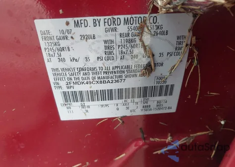2008 Ford Edge Limited from USA, damaged, VIN 2FMDK49CX8BA23677